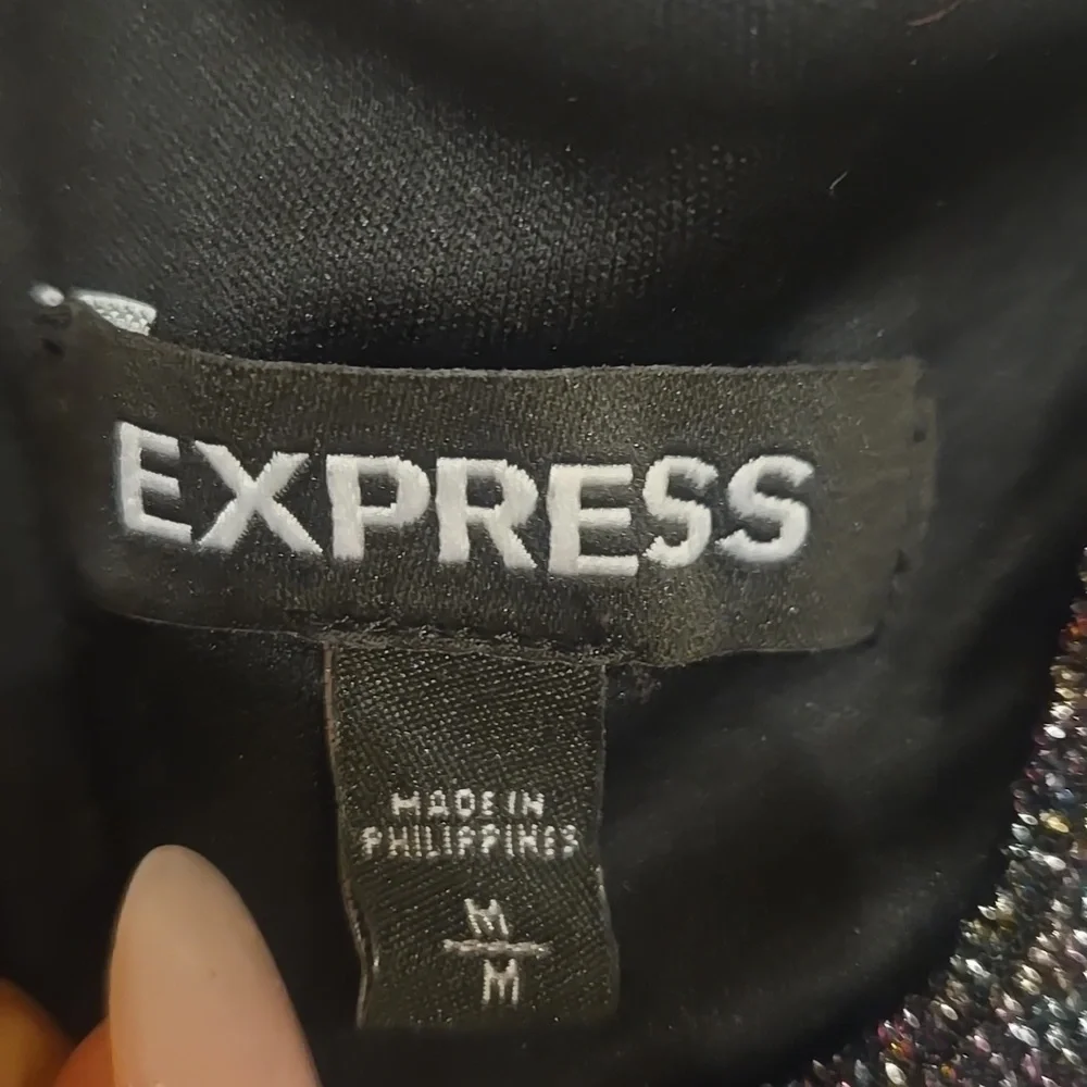 Express Metallic Multi-Colored Glittery Mini Dress - Picture 4 of 9